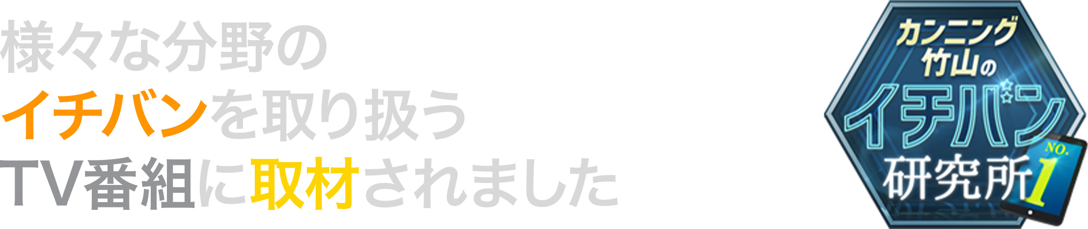 様々な分野のイチバンを取り扱うTV番組に取材されました